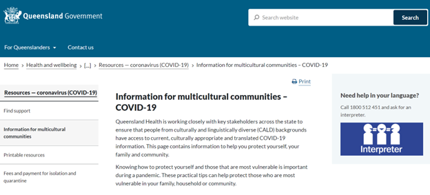 Information for multicultural communities